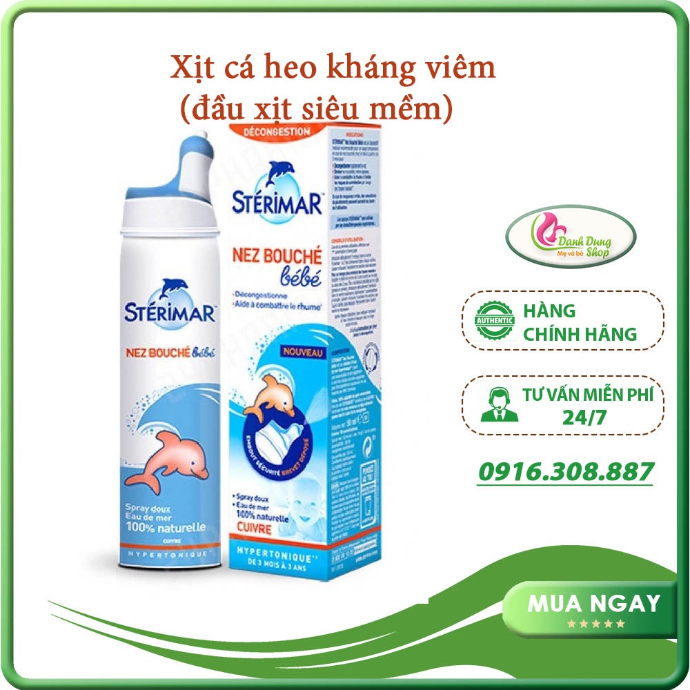 Xịt muối biển Sterimar pháp 100ml (xịt cá heo màu CAM)
