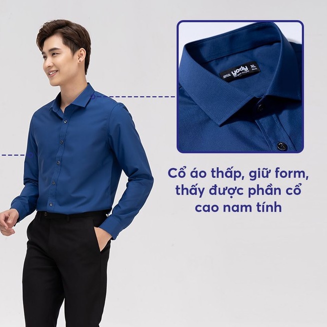 Áo sơ mi nam dài tay YODY chất lụa nến, slimfit cao cấp chống nhăn nhàu thoáng mát - SPM4001