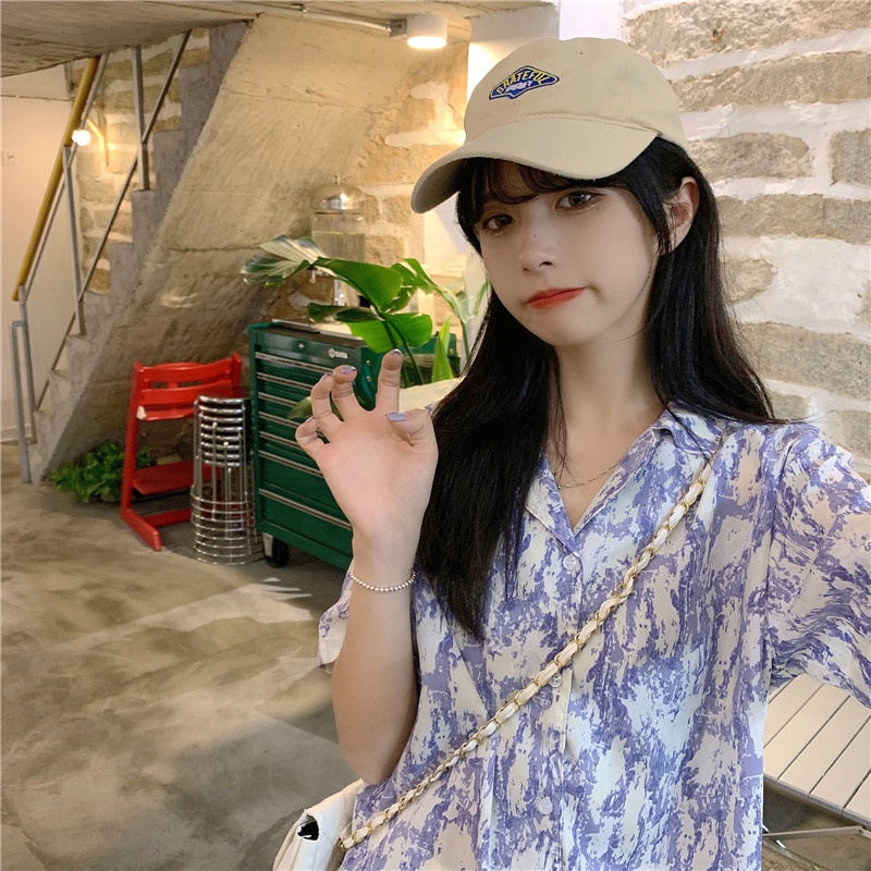 Áo Sơ Mi Tay Ngắn Dáng Rộng In Họa Tiết Hoa Phong Cách Hàn Quốc Thời Trang Mùa Hè Xinh Xắn