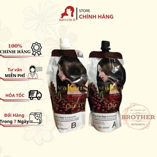 Nhuộm đen, Nhuộm nâu New Kafen Cherry 500MLX2 không dính da đầu- Phủ bạc tóc nhanh và tiết kiệm