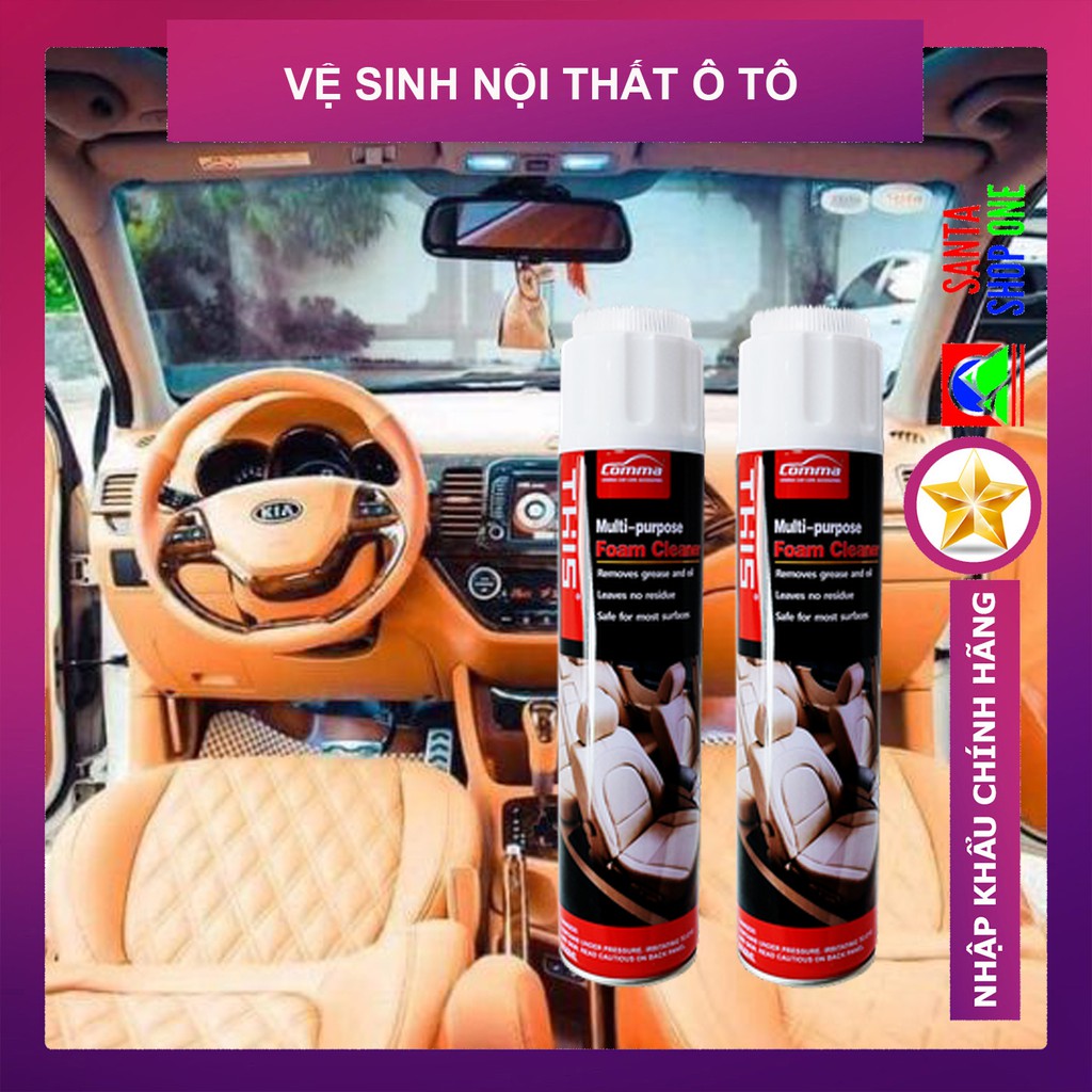 Vệ sinh nội thất ô tô - Làm sạch ghế Sofa - Tẩy ghế da, ghế Nỉ, Ghế Vải Foam Cleaner Chính Hãng THIS nhập khẩu-SANTACOMP