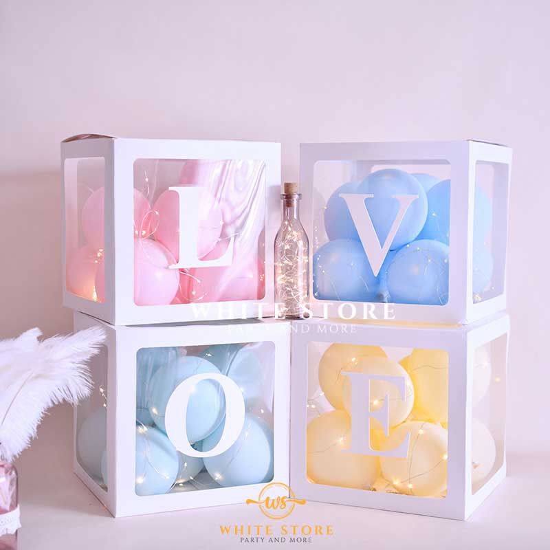 Hộp ĐỰNG BONG BÓNG trong suốt - BALLOON BOX trang trí thôi nôi, sinh nhật và party