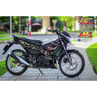 Tem rời satria f150 mẫu xám đen - không bay màu - chuẩn form xe