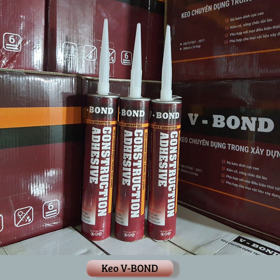 Keo dán đa năng, keo V-Bond, dán phào chỉ-nẹp, Nhựa, PVC, Alu, Gỗ