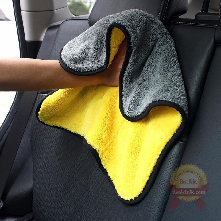 Khăn đa năng 2 lớp lau xe hơi phủi kính Microfiber 60x30cm và 30x30cm dày mịn không rụng sợi