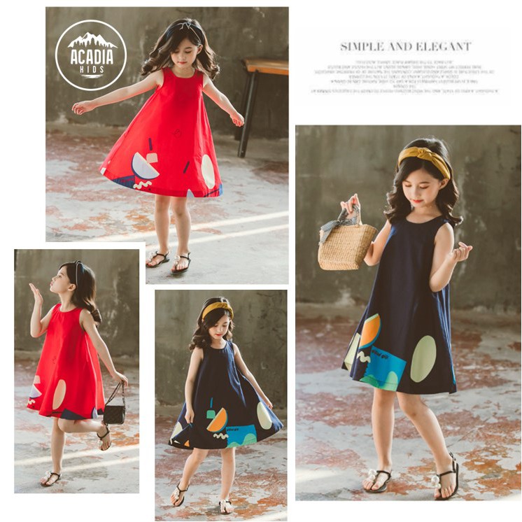 Acadia.kids Đầm Trẻ Em ORIANA Không Tay Đơn Giản Nhập Khẩu Tốt Nhất Thoải Mái Đi Biển Mùa Hè Đơn Giản Hàng Xuất Bán Chạy Nhất
