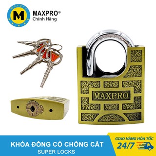 Ổ khóa chống cắt, ổ khóa cửa chìa nhọn maxpro ô vuông đồng cổ vàng kích thước 40mm, 50mm, 60mm - m02na5cc