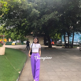 [Ảnh thật/Video] Quần ống rộng màu tím