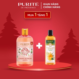Combo Sữa Tắm Thiên Nhiên Purité Hoa Anh Đào 500ml + Dầu gội Purité serum thiên nhiên không bết dầu 330ml
