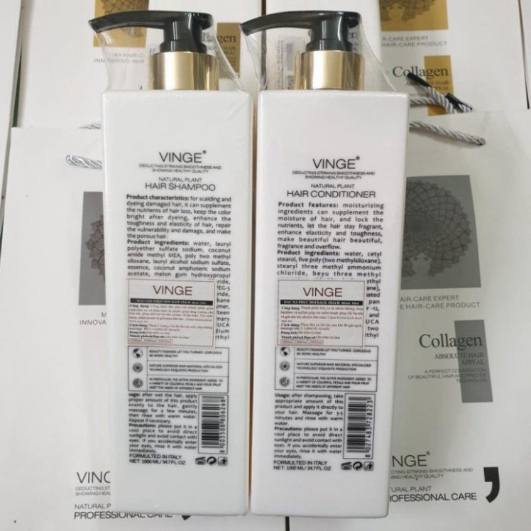Bộ Gội Xả COLLAGEN VINGE 1000ML| Phục Hồi Tóc Hư Tổn Giúp Giảm Rụng Tóc, Ngăn Rụng Tóc | BigBuy360 - bigbuy360.vn