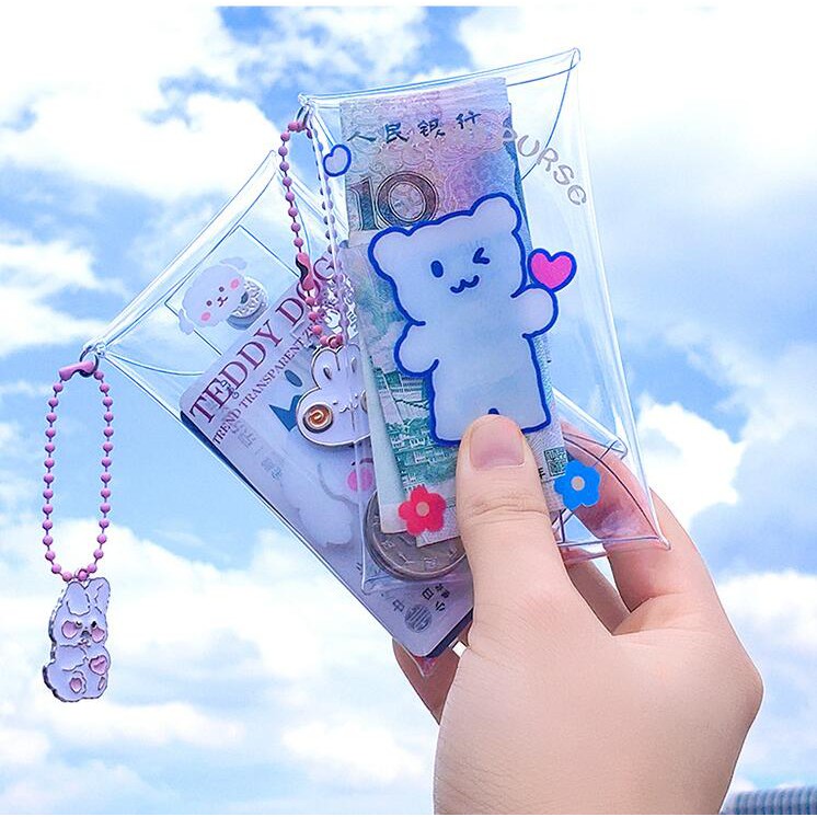 Ví đựng tiền xu mini trong suốt in họa tiết hoạt hình chống thấm nước phối khóa zipper tiện dụng | BigBuy360 - bigbuy360.vn