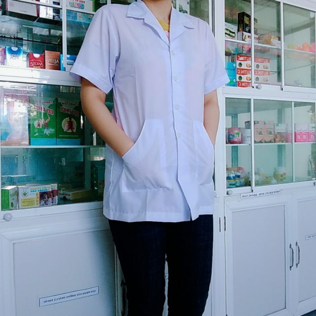 ÁO BLOUSE NGẮN TAY DƯỢC SĨ (ẢNH THẬT TỰ CHỤP)