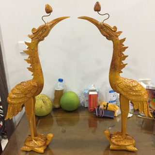 Đôi hạc thờ gỗ mít