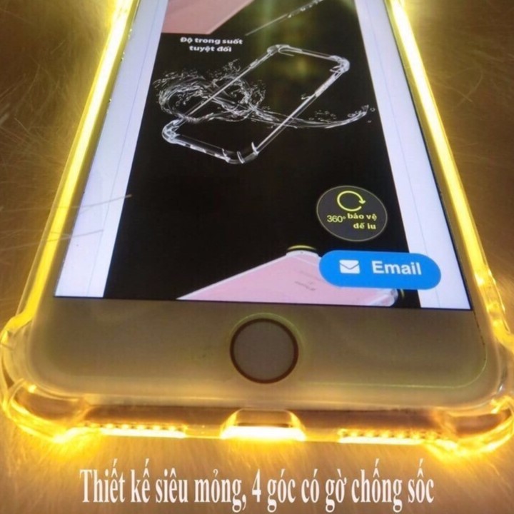 Ốp Iphone chống sốc, phát sáng, trong suốt không ố màu