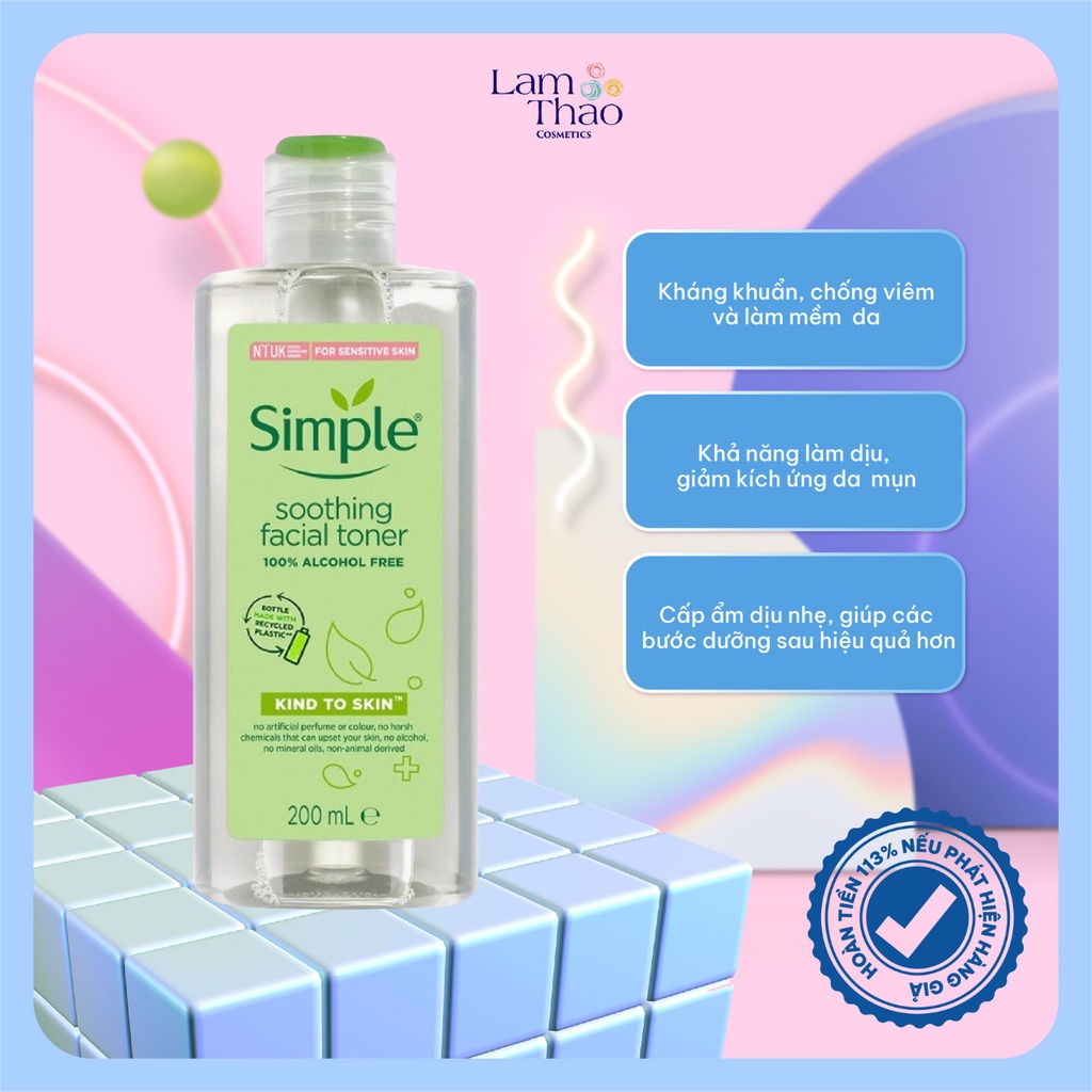Nước Hoa Hồng Simple Kind To Skin Soothing Facial Toner ( Mẫu Mới )