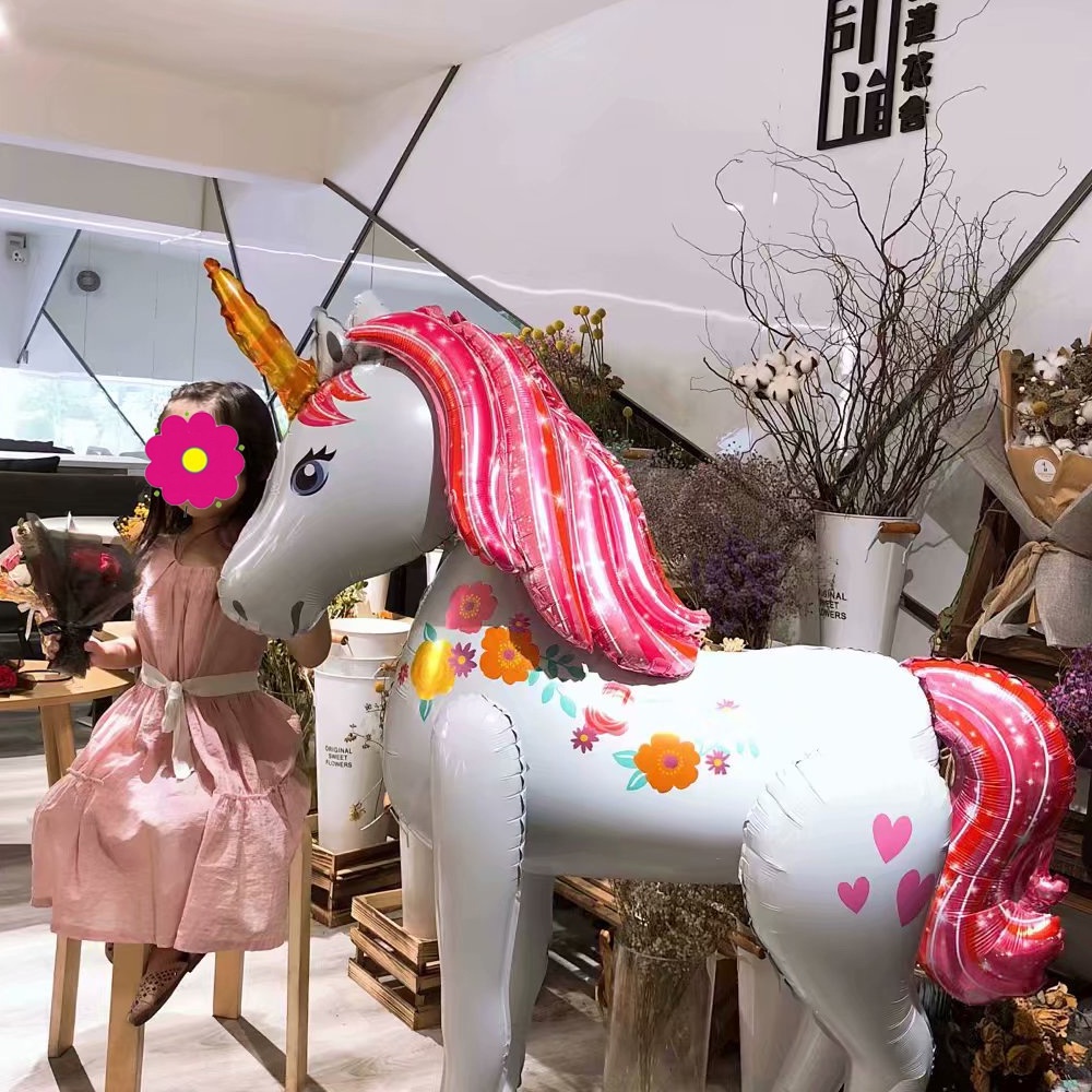Bong Bóng Lá Nhôm Hình Kỳ Lân 3D Đáng Yêu Trang Trí Tiệc Sinh Nhật Cho Bé