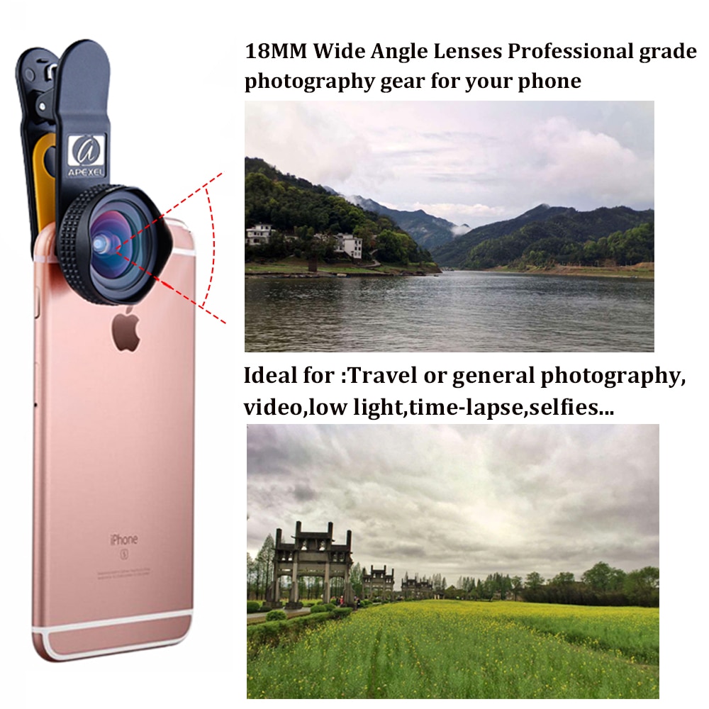 Bộ Ống Kính Góc Rộng 0.6x 2 Trong 1 12-24x Cho Điện Thoại Iphone 7 Plus 6 5 1824x