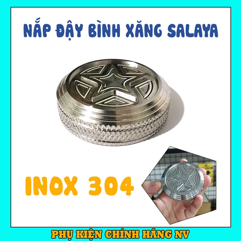 Nắp đậy bình xăng CNC Salaya mẫu phay sao cho Wave, Sirius, Airblade, Dream, Exciter 150 và nhiều xe khác inox 304