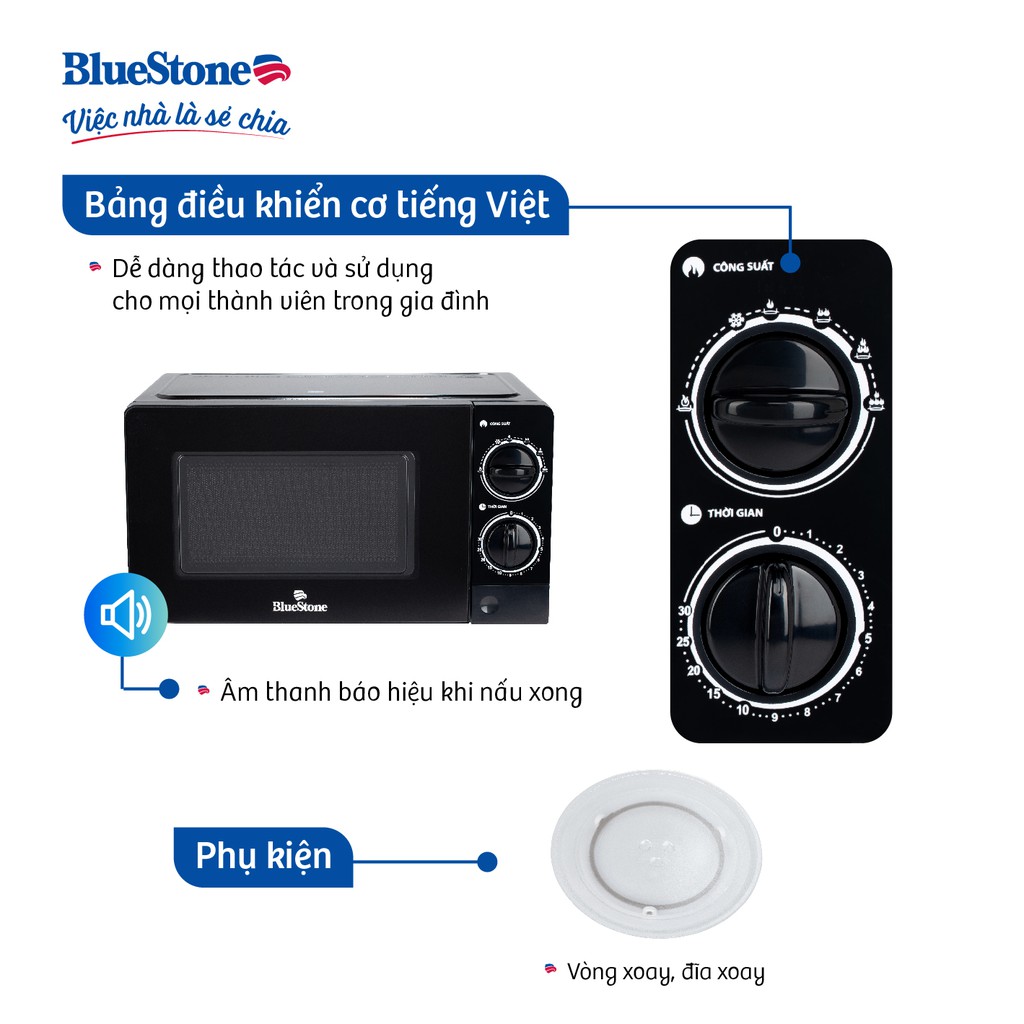 [Mã ELBLUE44 giảm 10% đơn 500K] Lò Vi Sóng BlueStone MOB-7707