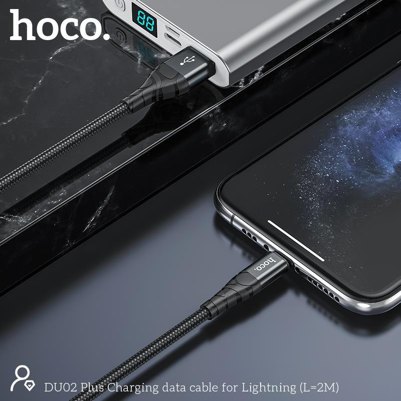 Cáp Sạc Hoco DU02💎CAO CẤP💎Dây Sạc Nhanh 2.4A Dây Dù Siêu Bền Chống Đứt Dài 1M/2M Cho Iphone/Anroid - Bảo Hành 1 Năm