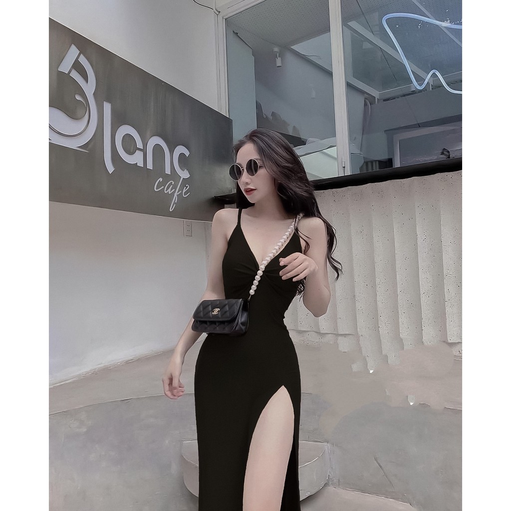 Đầm body hai dây xẻ tà bên quyến rũ có mút ngực chất thun co giãn tốt, váy body nữ hai dây xẻ tà quyến rũ[MẪU MỚI] | BigBuy360 - bigbuy360.vn