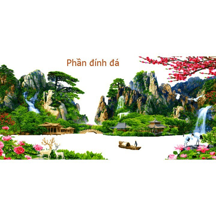 Tranh đính đá Lưu Thủy Sinh Tài KT:120×55cm-160×75cm-200×90cm