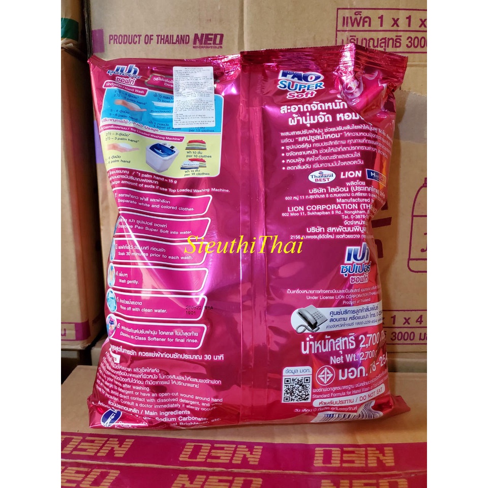 Bột giặt PAO 2,7 Kg  LION Thái Lan