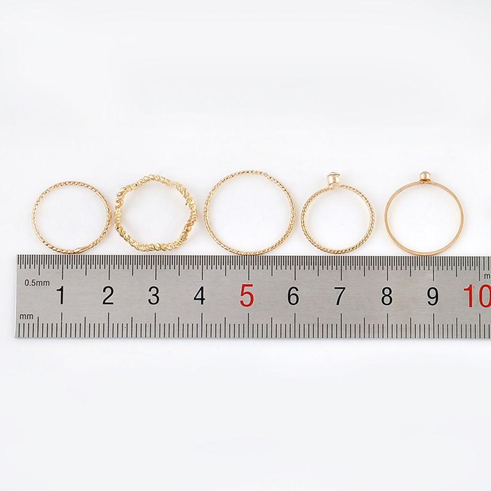 5pcs SKJK Dễ Thương Phong Cách Sang Trọng Sáng|Bộ Nhẫn Đeo Đốt Ngón Tay Kiểu Dáng Đơn Giản|Nhẫn Mỏng Mạ Vàng