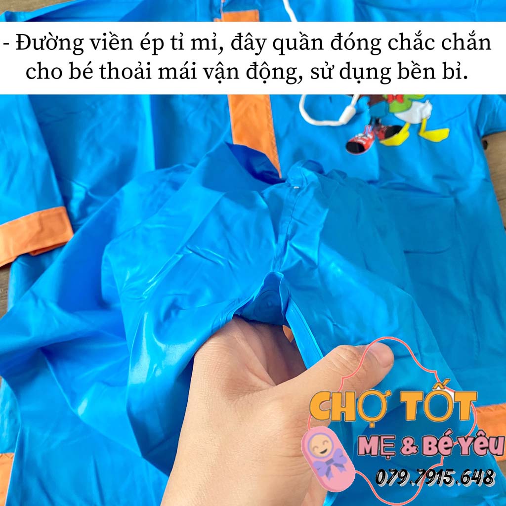 Áo Mưa Trẻ Em, Áo Mưa Bộ Cho Bé In Hình Dày Dặn Đi Mưa Không Thấm Loại Tốt 1-10 tuổi