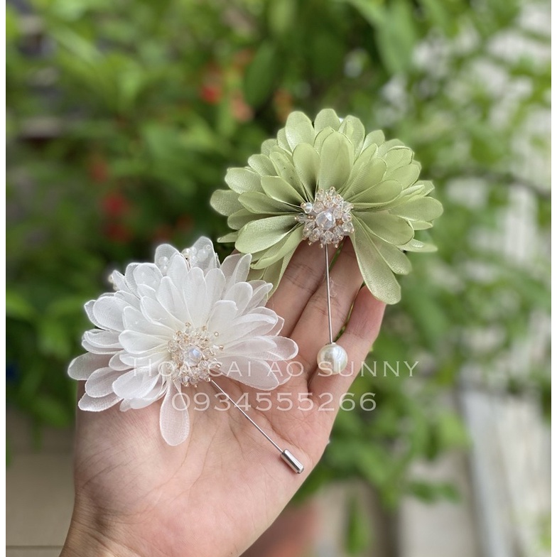 Hoa cài áo - Trâm cài áo chất liệu voan tơ cao cấp nhiều màu MS09