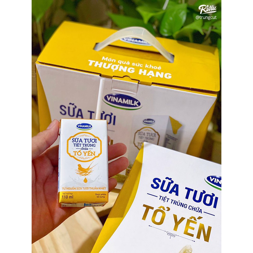 1 Thùng ( 6 lốc ) Sữa tươi tổ Yến vinamilk 110ml và 180ml