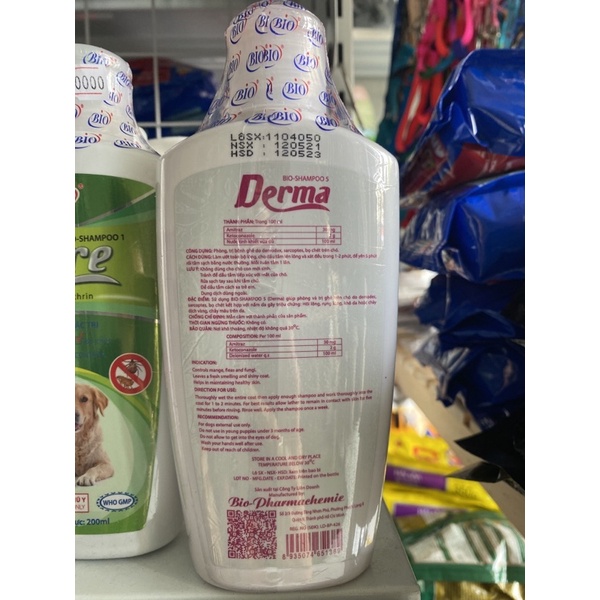 SỮA TẮM DẦU TẮM BIO DERMA TRI GHẺ NẤM VE THÚ CƯNG CHÓ MÈO