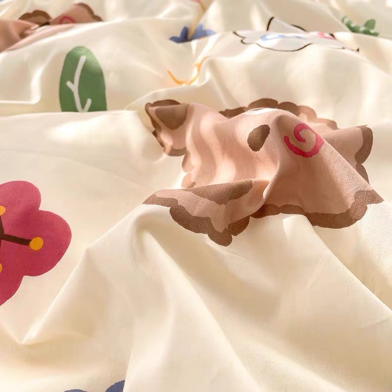 Bộ chăn ga gối Cotton Poly gấu biu biu - Bộ Chăn Ga Gối 5 Món Cao Cấp