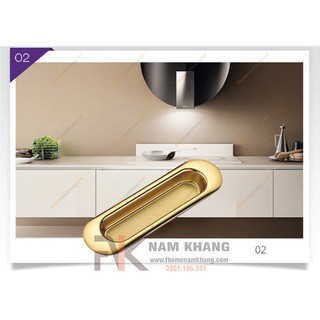 Tay nắm âm tủ hợp kim mạ vàng NK061 (Màu Vàng)