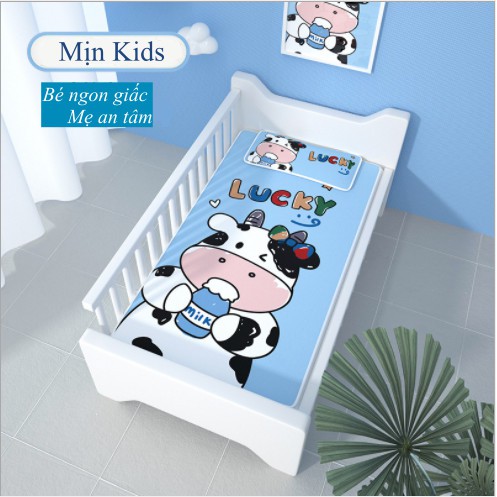 Chiếu ĐIều Hoà Cao Cấp Lụa Tencel in HÌnh 5D Vịt Vàng Thoáng Mát Cho Bé - Mịn Kids