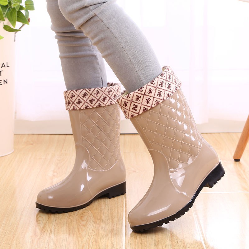 ▅Hàng Có Sẵn Bán Trực Tiếp Từ Nhà Máy Giày Bốt Đi Mưa Lông Cừu Cổ Cao Vừa Chống Trượt Chống Thấm Nước Thời Trang Dành Cho Nữ