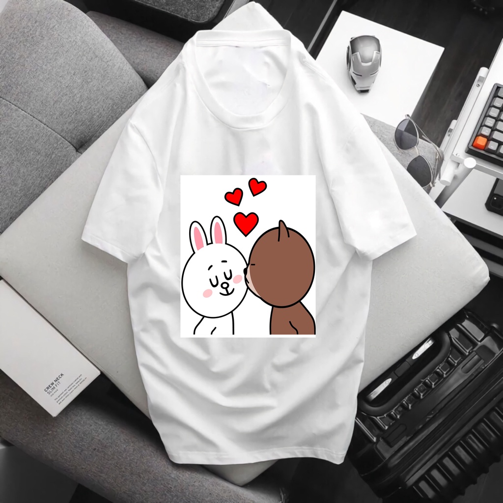 Áo thun tay ngắn thiết kế thỏ cony và gấu brown cute ,hàng mẫu mới nhất - o319