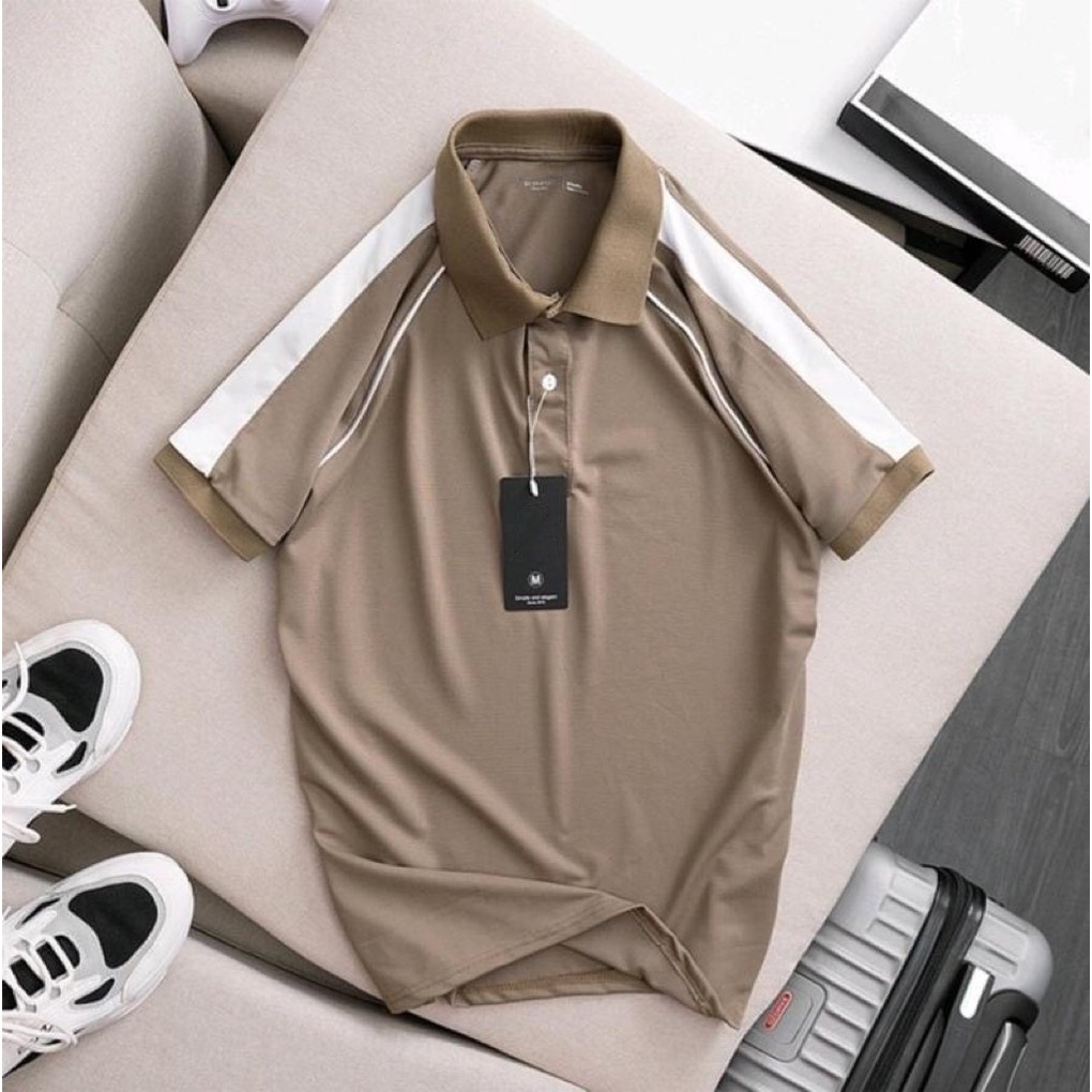 Áo Thun Nam có cổ Q5 phối màu vải cá sấu cotton CVC co dãn thanh lịch