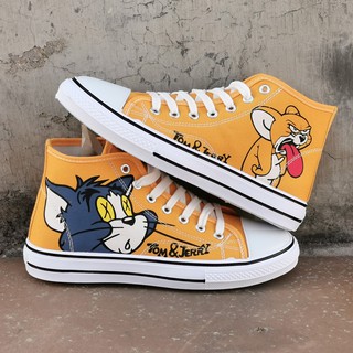 Tom Và Jerry Hoạt Hình Giày Vải Nam Ren Cao Cấp Giày Thể Thao Mát Plimsolls