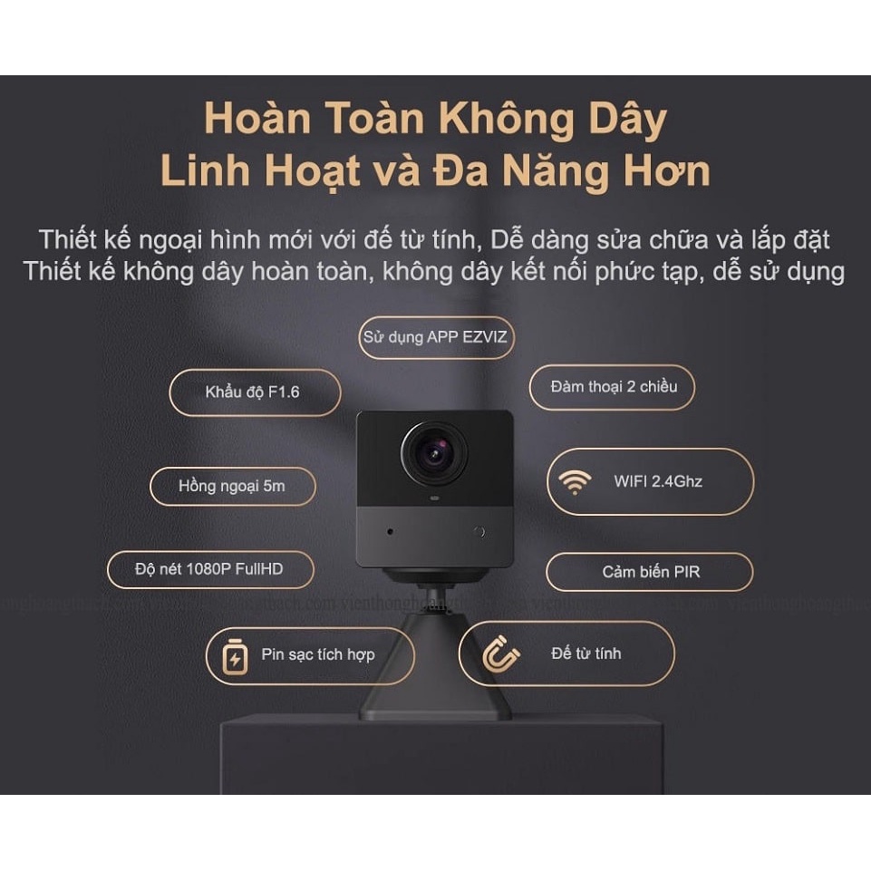 Camera không dây chạy pin, đàm thoại loa 2 chiều, siêu nhỏ gọn, Evziz BC2 (hàng chính hãng Ezviz Việt Nam)