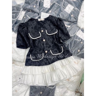 Áo xốp hoa viền ngọc nắp túi