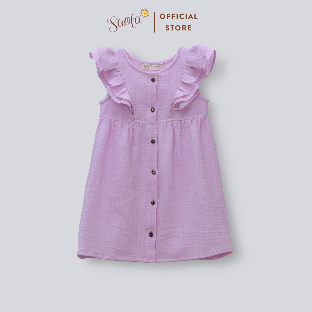 Váy Bé Gái Cổ Tròn Chất Liệu Xô Muslin Tay Bèo Xinh Xắn - DARINE DRESS - DRM025 - SAOLA KIDS CLOTHING
