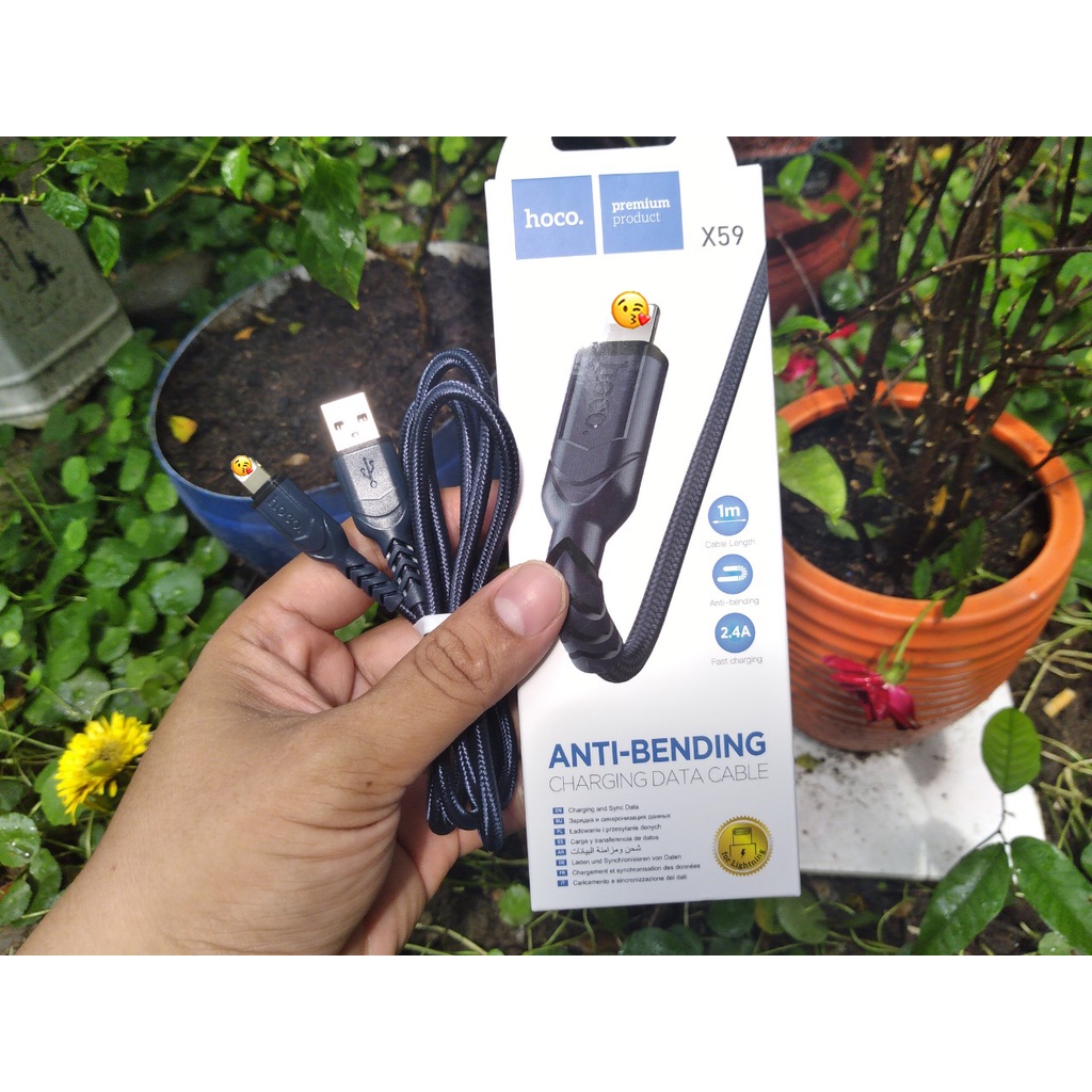 Cáp Sạc Nhanh truyền dữ liệu Hoco X59 Cho IP dây dù chống gập
