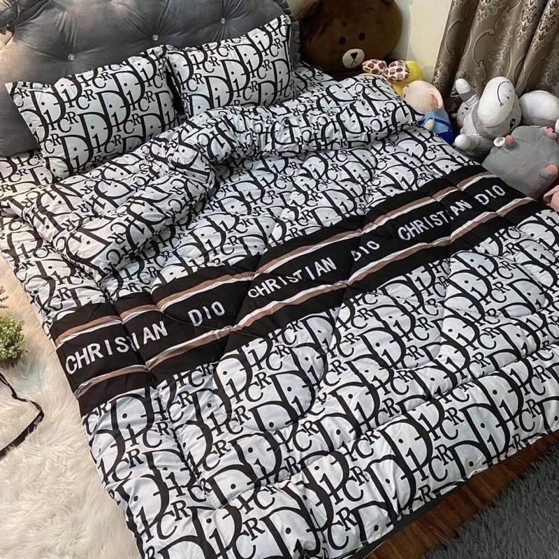Trọn bộ 5 món ga gối chăn phao poly cotton có ruột bông dày loại 1