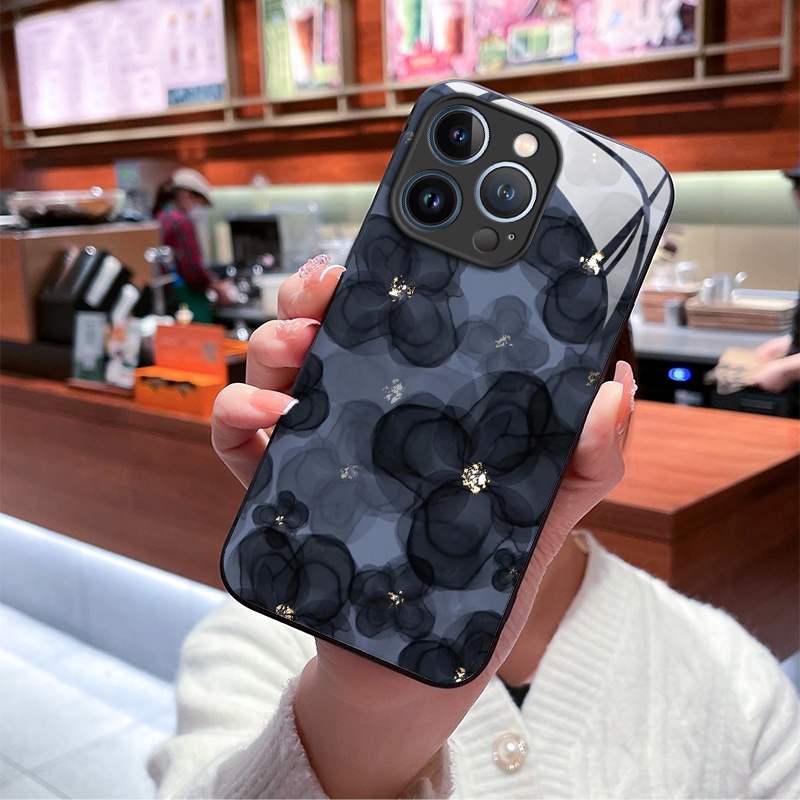 Ốp Điện Thoại Mặt Kính Hình Khối Rubik In Hoa Cho iPhone 14 13 12 11 Pro Max X XS XR 8 7 6 Plus