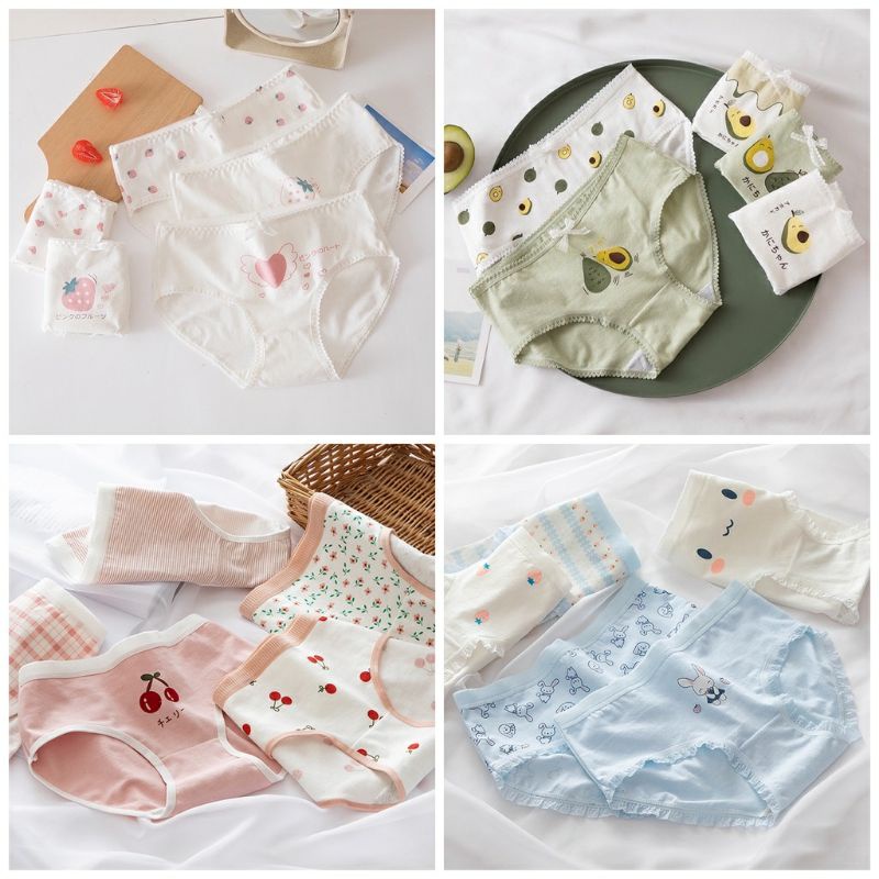  SET 4 Quần Lót Nữ Cotton Nâng Mông Thông Hơi Hoạ Tiết Dễ Thương BIKI CB1 | BigBuy360 - bigbuy360.vn