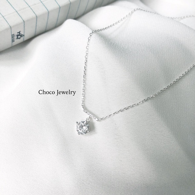 Dây chuyền bạc Giọt nước hạt đá Choco Jewelry