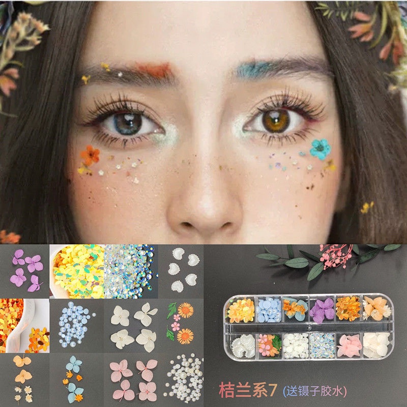 Nhãn Dán Trang Điểm Mắt Kiểu Kim Cương Hình Hoa Khô Phong Cách Nhật Bản Dành Cho Trẻ Em