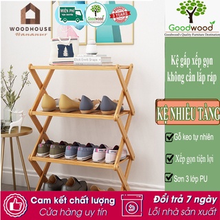 Hot Kệ để giày dép bằng gỗ, dép nhiều tầng giá giày gấp xếp gọn nhẹ