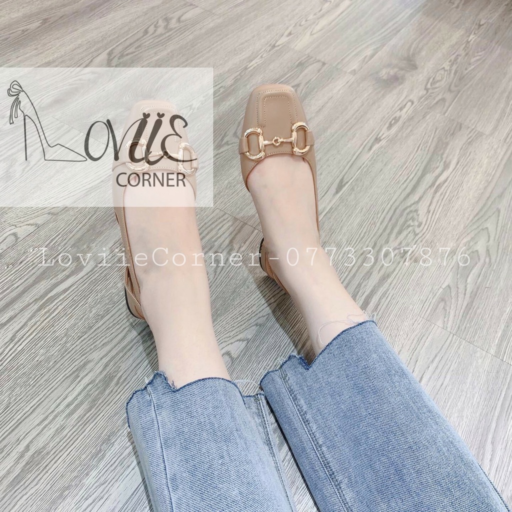 SỤC NỮ THỜI TRANG LOVIIE CORNER - GIÀY BỆT MŨI VUÔNG 3CM -GIÀY BÚP BÊ XÍCH VÀNG G211121 B211203